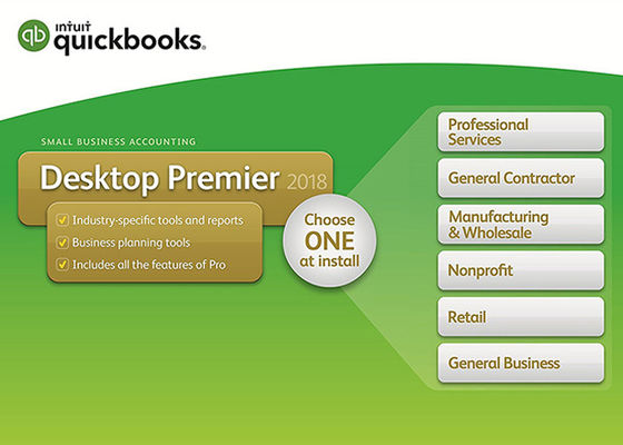 ประเทศจีน QuickBooks Desktop Premier 2018 ของแท้พร้อมโปรแกรมสมัครงานฉบับที่เกี่ยวกับอุตสาหกรรมซอฟต์แวร์สำหรับธุรกิจขนาดเล็กการสมัครสมาชิก 1 ปี ผู้ผลิต