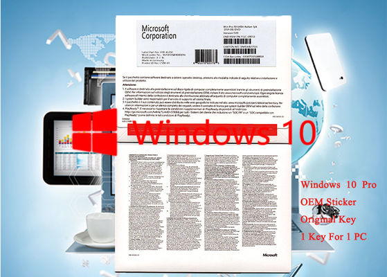 ประเทศจีน ภาษาอิตาลี Microsoft Windows 10 Pro OEM สติกเกอร์ซอฟต์แวร์ 64 บิตการเปิดใช้งานออนไลน์แบบใหม่ ผู้ผลิต