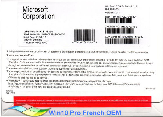 ประเทศจีน ต้นฉบับของ Windows 10 OEM OEM สติกเกอร์ 64 บิท OEM เชิงพาณิชย์ ผู้ผลิต