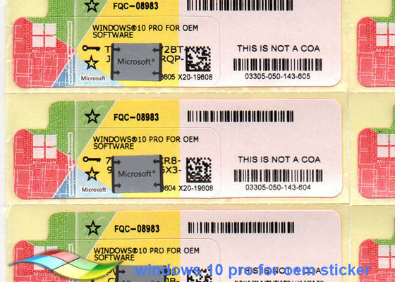 ประเทศจีน การติดตั้งสติ๊กเกอร์ COA Sticker ของ Microsoft Windows 64 บิตสำหรับ Windows 10 Pro 2 GB FQC-08983 ผู้ผลิต