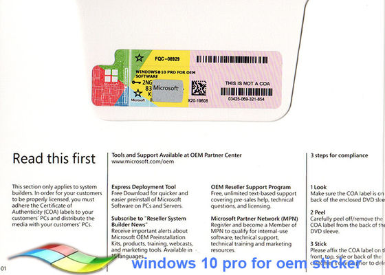 ประเทศจีน Windows 10 Pro COA Sticker เวอร์ชันเต็มระบบออนไลน์ 64bit เปิดใช้งาน ผู้ผลิต