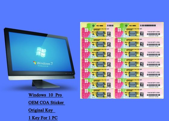 ประเทศจีน การติดตั้งสติกเกอร์ COA Sticker ของ Windows 10 Pro แบบออนไลน์ FQC ของแท้ที่ปรับแต่งได้ ผู้ผลิต